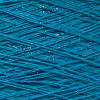 Close-up of blue yarn with glittery threads
