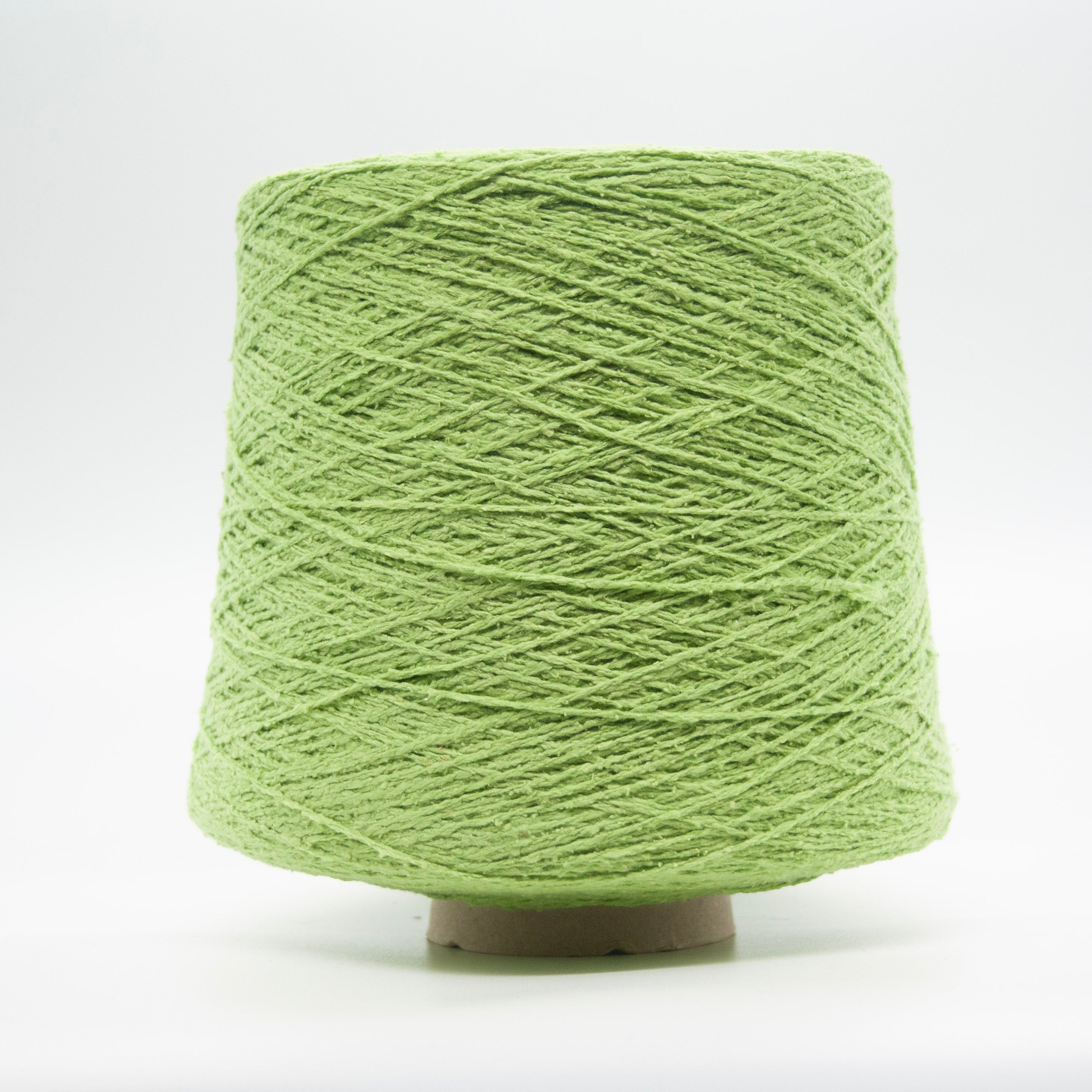 Cone of Seta Bourette yarn in Mela Verde by Filati Venezia