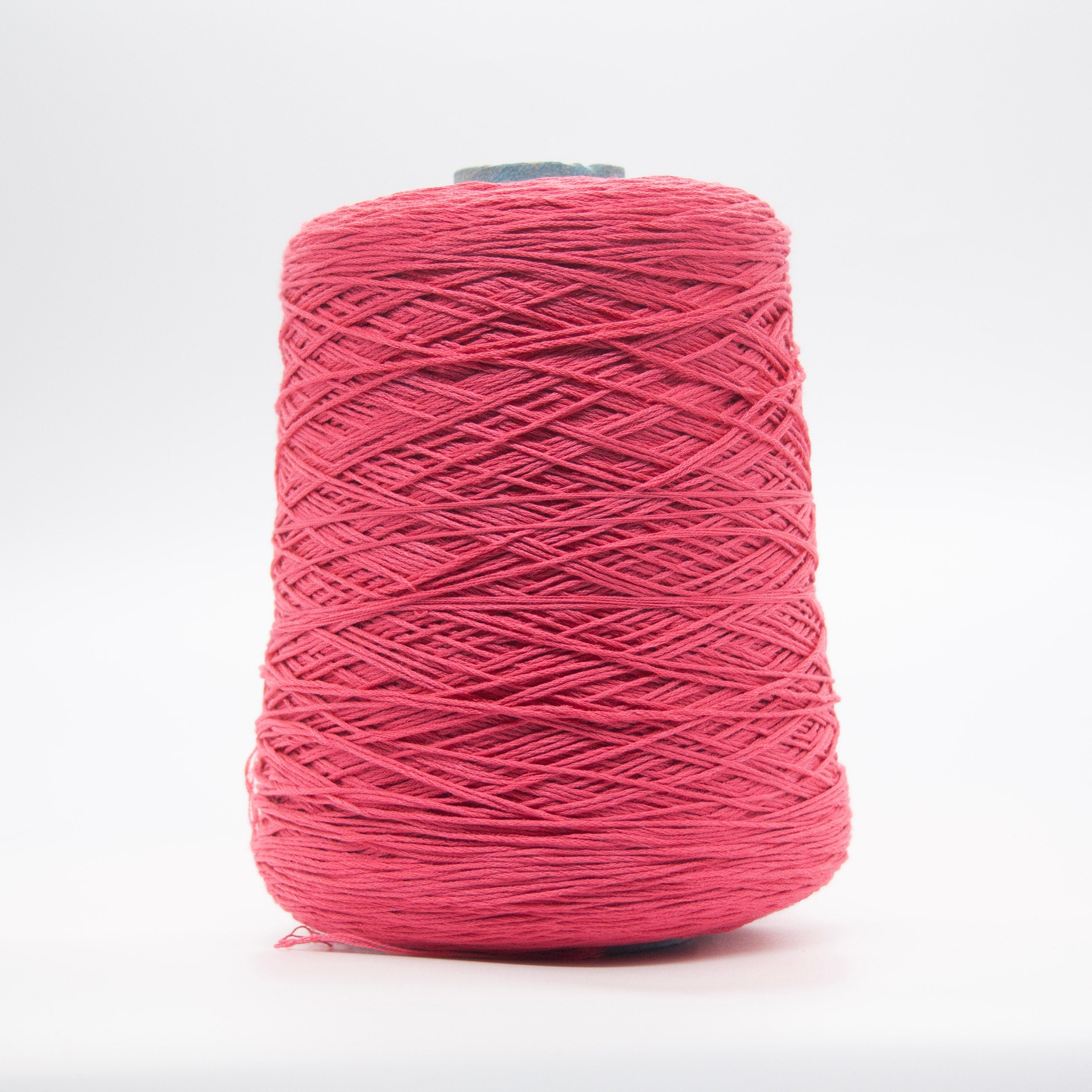 Cone of Seta Schappe Soft Touch yarn in Lampone Vivo by Filati Venezia